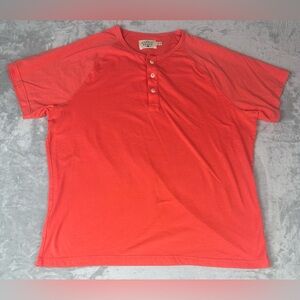 Normal Brand Shirt Mens XL Orange Henley Organic Cotton Short Sleeve Sustainable